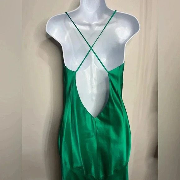 Vintage Dolce Jovani 100% Silk Green Slip Dress Size 4 - Picture 7 of 10